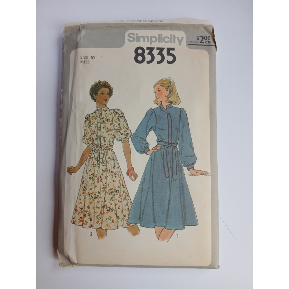 Vintage 8335 Simplicity SEWING Pattern CUT 10 dress full skirt gathered sleeves
